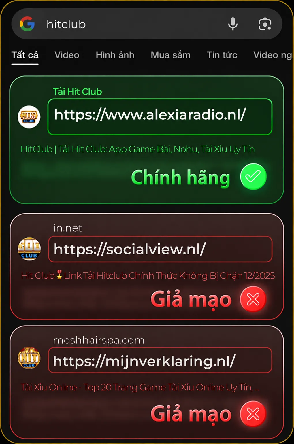 phân biệt hitclub thật giả